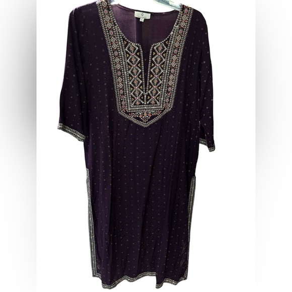 Embroidered Purple Midi Dress - Picture 1 of 4